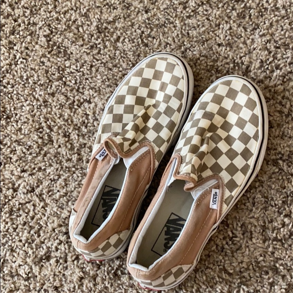 Checkered vans slip ons